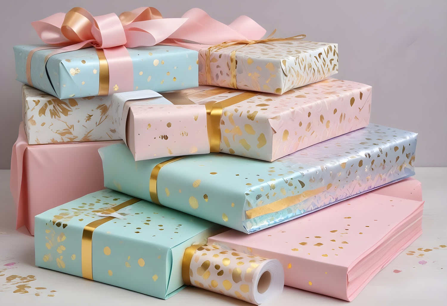 Exquisite Pastel And Gold Series Paper Wraps