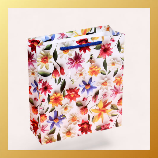 Paper Bags 12 Pcs Small Size  (9x8 inch) Multy Colour 3d Flower