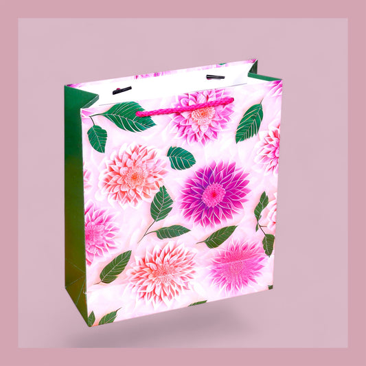 Paper Bags 12 Pcs Small Size  (9x8 inch) Pink Sunflower