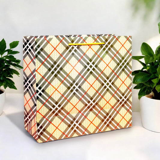 Scottish Plaid Horizontal Paper Bag Medium 12 Pcs (12.2x10 inch)