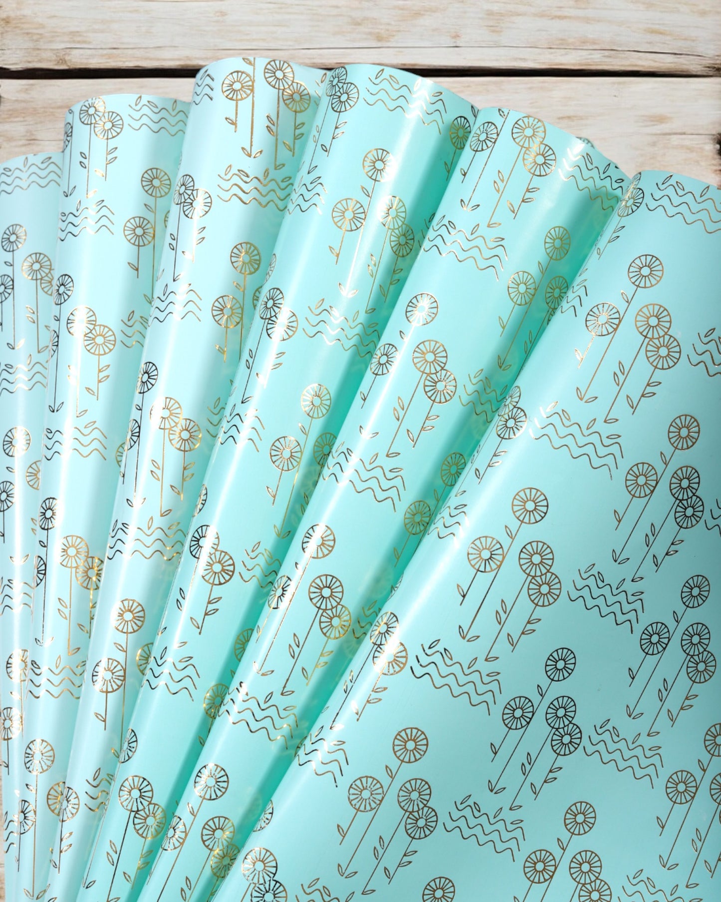 Pastel Gift Wrapper With Flower Gold Accents {Pack Of 10 Sheets}