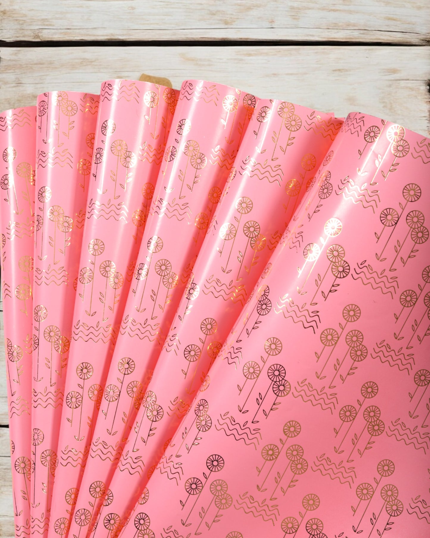 Pastel Gift Wrapper With Flower Gold Accents {Pack Of 10 Sheets}