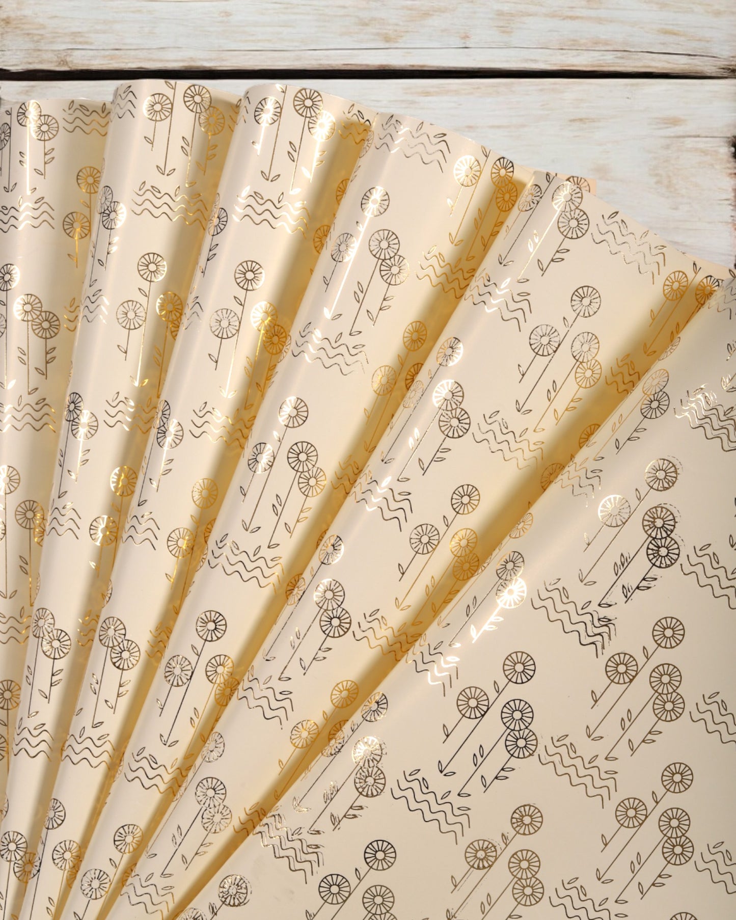 Pastel Gift Wrapper With Flower Gold Accents {Pack Of 10 Sheets}