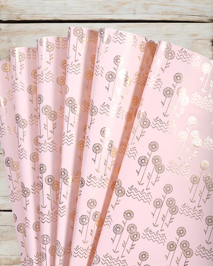 Multy  Colour Pastel Gift Wrapper With Flower Gold Accents {Pack Of 10 Sheets}