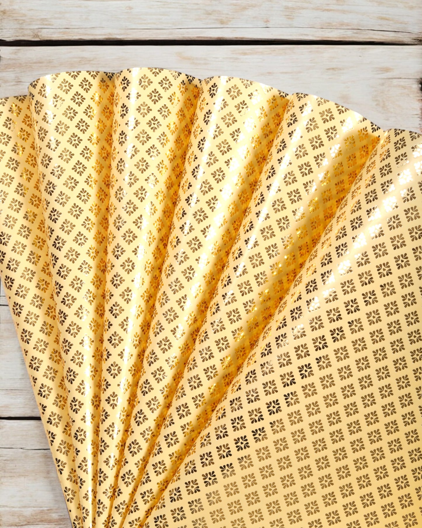 Pastel Yellow Gift Wrapper With Star Shape Gold Accents 10 Sheets Per Pack