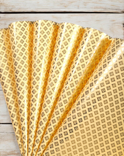 Pastel Yellow Gift Wrapper With Star Shape Gold Accents 10 Sheets Per Pack