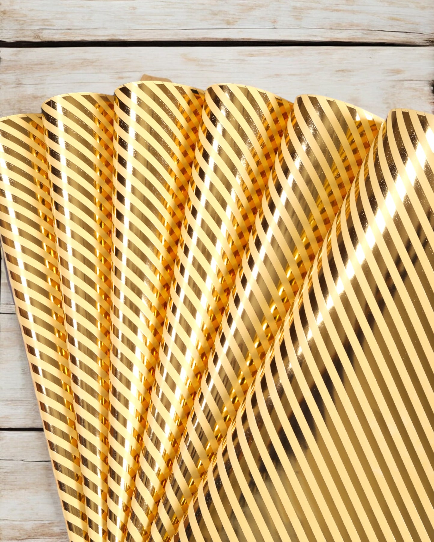 Pastel Yellow Gift Wrapper With Diagonal Stripes Gold Accents 10 Sheets Per Pack