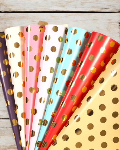 Coffee brown Pastel Gift Wrapper With Polka Dott  Accents 10 Sheets Per Pack