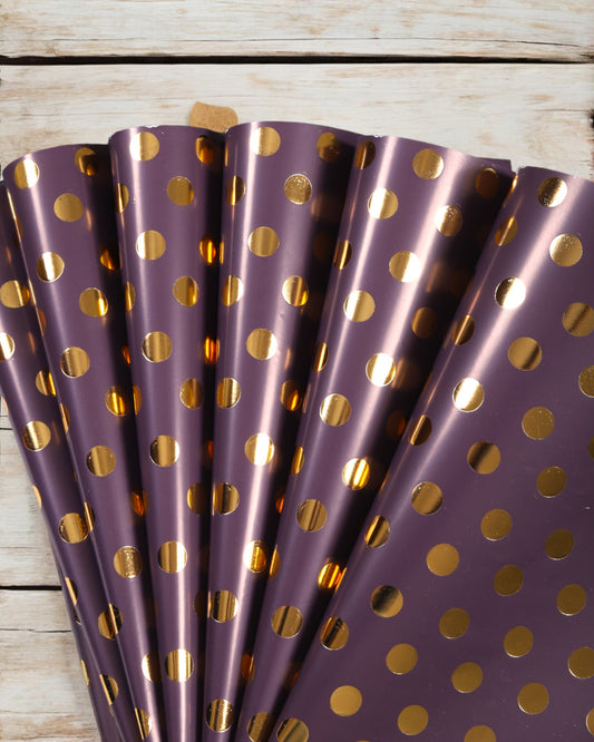 Coffee brown Pastel Gift Wrapper With Polka Dott  Accents 10 Sheets Per Pack