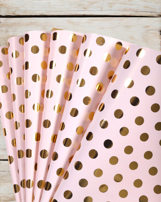 Pastel Pink Gift Wrapper With Polka Dott  Accents 10 Sheets Per Pack