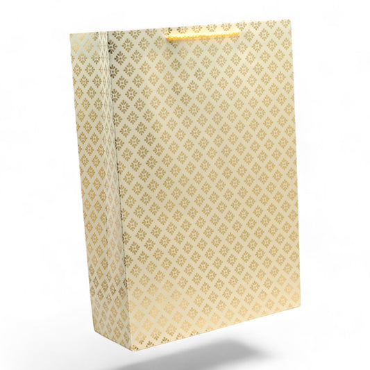 Paper Bags Gold Diamond Foil Print  12 Pcs Medium Size  (10 x 14 inch) Pastel Ivory